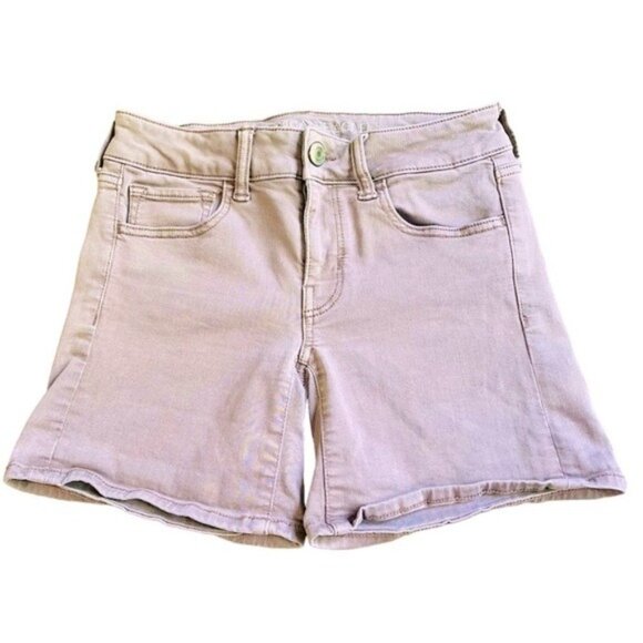 American Eagle Pink Midi Jean Shorts Size 2 - Picture 1 of 6